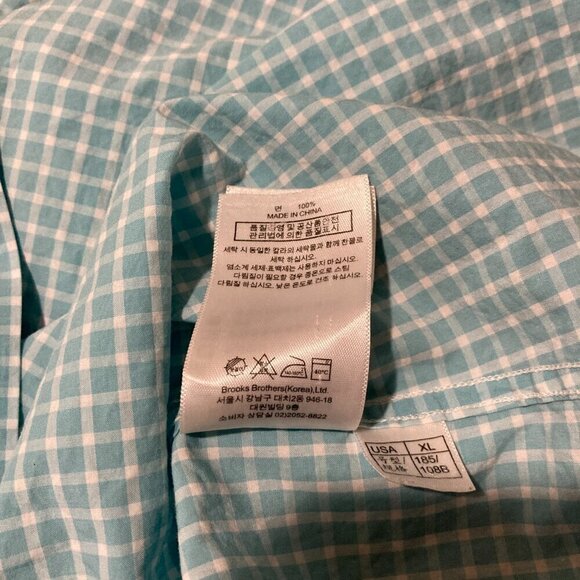 Brooks Brothers Red‎ Fleece Gingham Shirt XL Blue Plaid Cotton Button Down - Picture 6 of 10